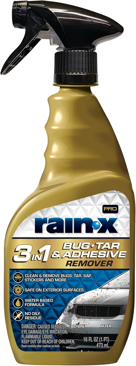 Rain-X Pro 620213 3-in-1 Bug, Tar and Adhesive Remover, 16oz - Premium Bug, Tar and Adhesive Remover to Help Clean and Remove Sticky Contaminants