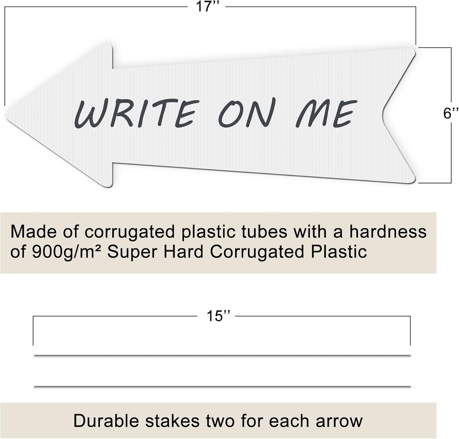 Blank Arrow Signs With Stakes 6 Pack - 17 x 6 Inches Wedding Directional Yard Signs, This Way Arrow Birthday Party Signs