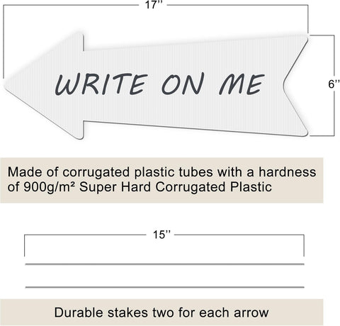 Blank Arrow Signs With Stakes 6 Pack - 17 x 6 Inches Wedding Directional Yard Signs, This Way Arrow Birthday Party Signs