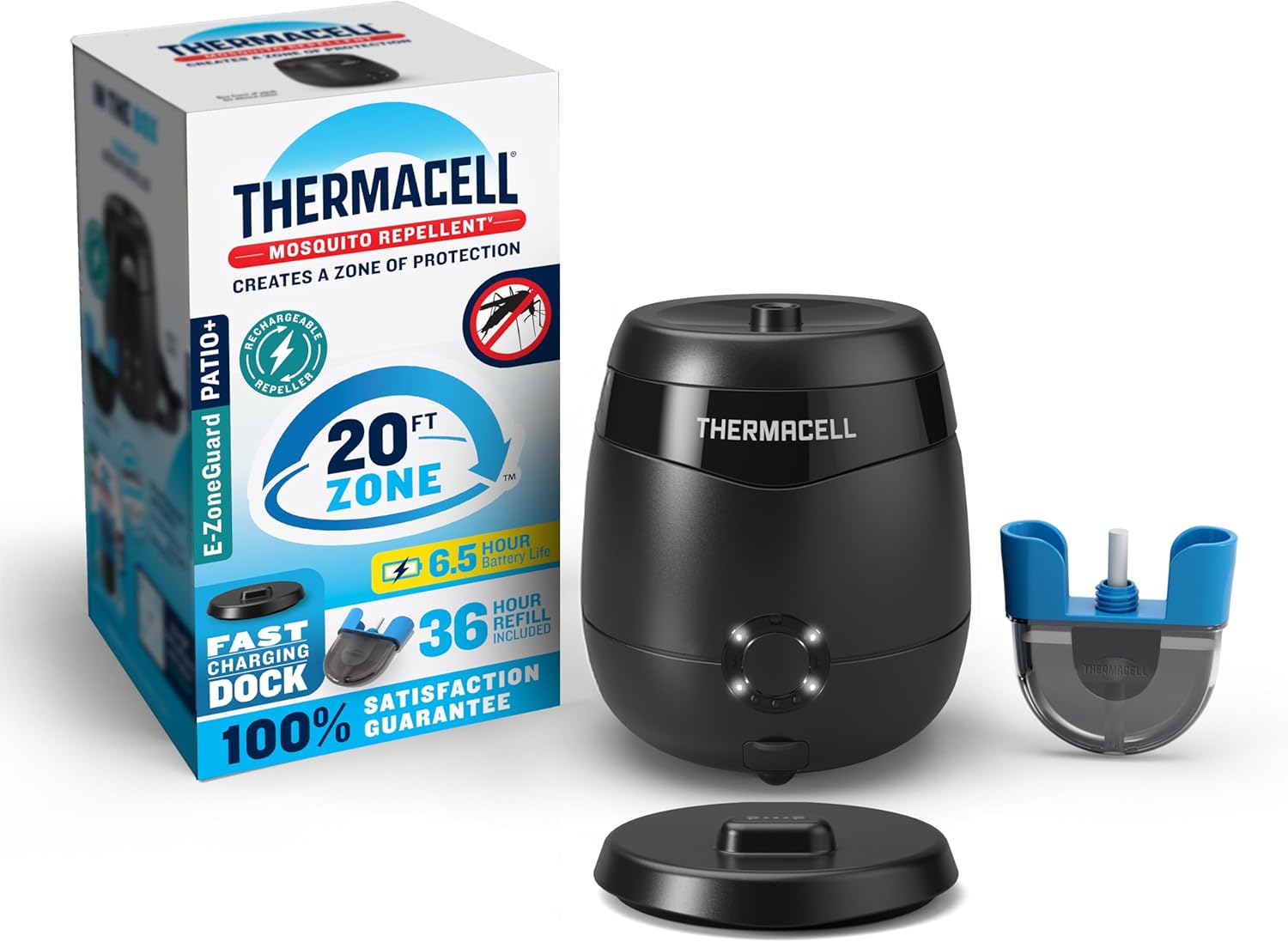 Thermacell E-ZoneGuard Patio + Mosquito Repeller, 6.5Hr Bat + Charging Dock