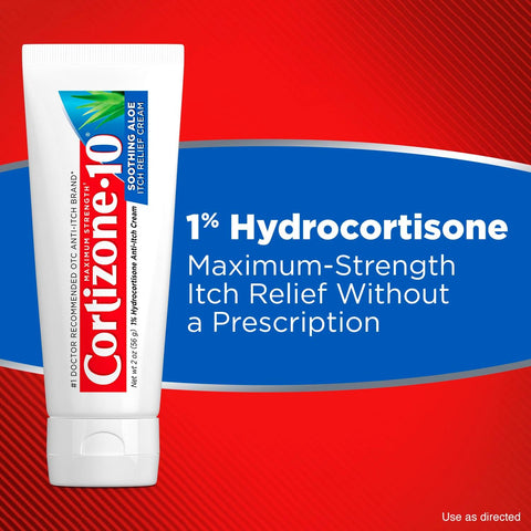 Cortizone-10 Maximum Strength Soothing Aloe Itch Relief Cream, 1% Hydrocortisone, Fast-Acting, Anti-Itch Cream for Bug Bites, Rash, Eczema, Psoriasis, Poison Ivy, Oak, Sumac & More, 2 oz