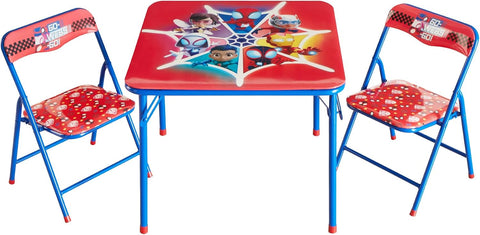 Marvel Spidey and His Amazing Friends Kids Activity Table and Chair Set,3 Piece Set with Square Table & 2 Folding Chairs, Furniture for Ages 3+, Indoor Play & Learning