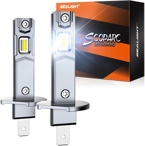 SEALIGHT H1 Fog Bulbs, 80,000LM Super Brighterness 1:1 Mini Size, 6500K Cool White Fog Lights, 3 Minutes Inatallation, Pack of 2