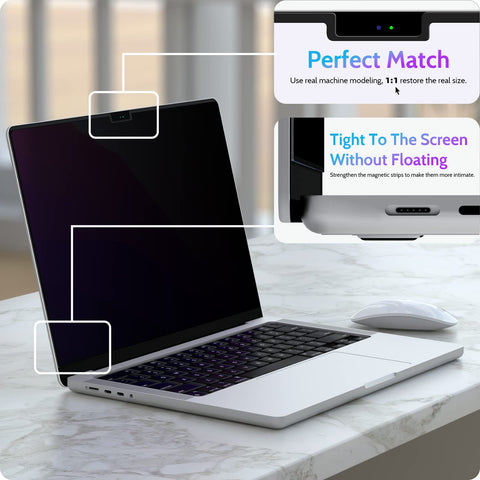 Peslv Magnetic Privacy Screen Compatible with Macbook Air 13.6 Inch (2022-2024, M2, M3), Removable Matte Anti Glare Blue Light Protector Private Security Filter for Mac Laptop Computer