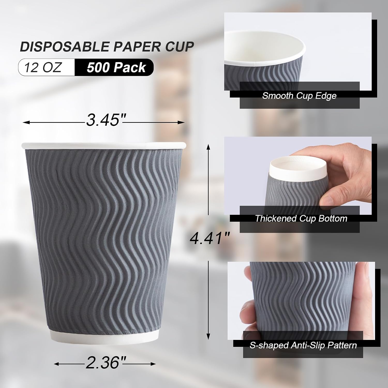 Lamosi 500 Count 12 oz Insulated Coffee Cups, Disposable Paper Cup No Lids
