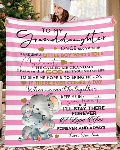 NAZENTI Elephant Custom Name Granddaughter Blanket, to My Granddaughter Blanket, Personalized Granddaughter Blanket from Grandma Grandpa, Birthday for Granddaughter