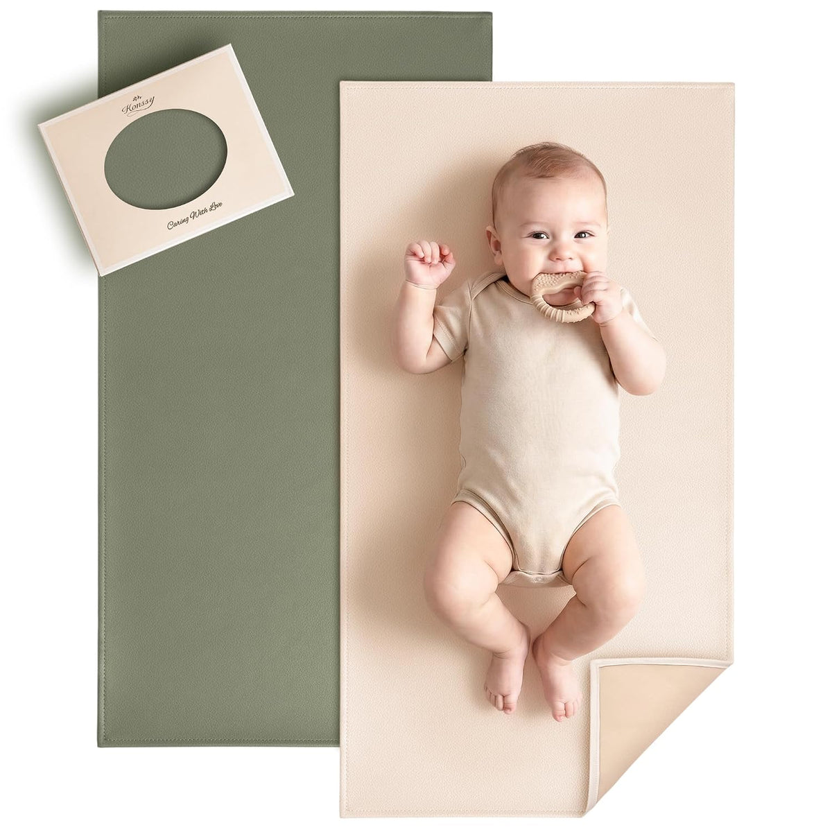 Konssy Faux Leather Waterproof Baby Changing Mat 2 Pack, Regular, 30"x17"