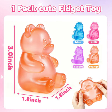 Bear Squishy, Stress Bear Taba Squishy Fidget Toys for Kids, Slow Rising Stress Balls for Adult - Squeeze Balls Party Favors Birthday Gifts- Orange