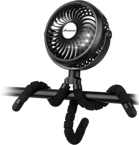 AMACOOL Battery Operated Stroller Fan, Portable Clip On Fan Rechargeable