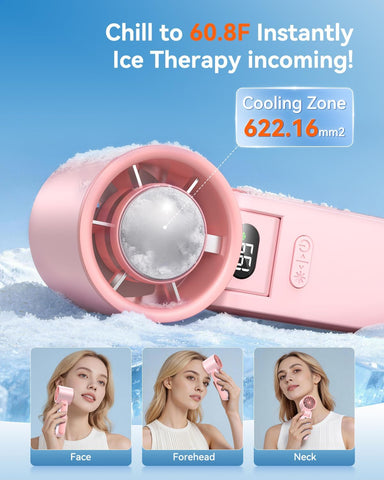 Portable Handheld Fan with Ice Cooler, 199 Speed Personal Fan,5500mAh Rechargeable,20H Cooling Time,20000 RPM Powerful Motor, Summer Essential for Travel/Outdoor/Office, Pink