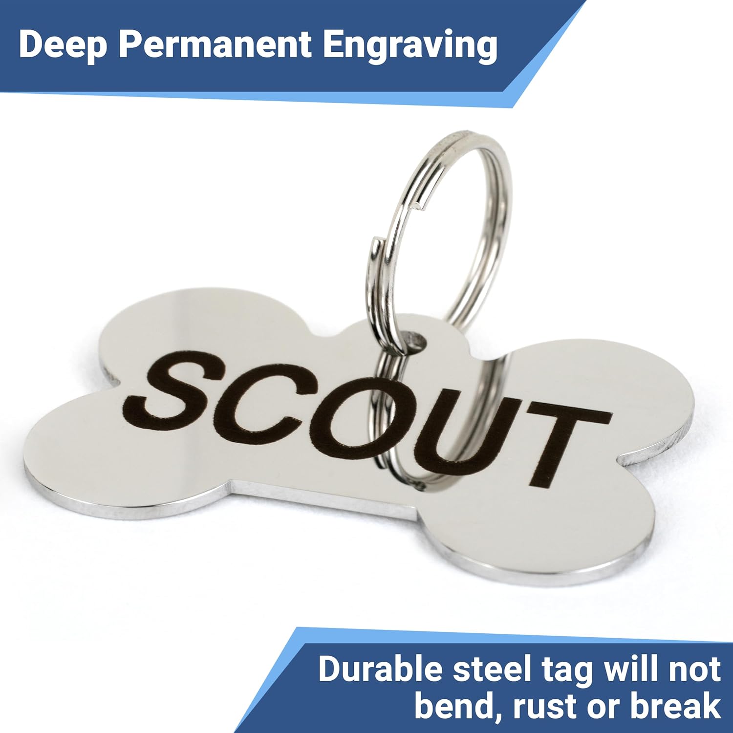GoTags Stainless Steel Pet ID Tags, Personalized Dog Tags and Cat Tags
