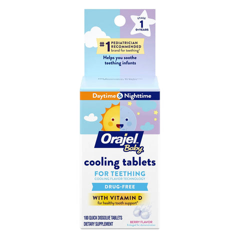 Orajel Baby Cooling Tablets for Teething Pain, 100 Quick Dissolve Tablets