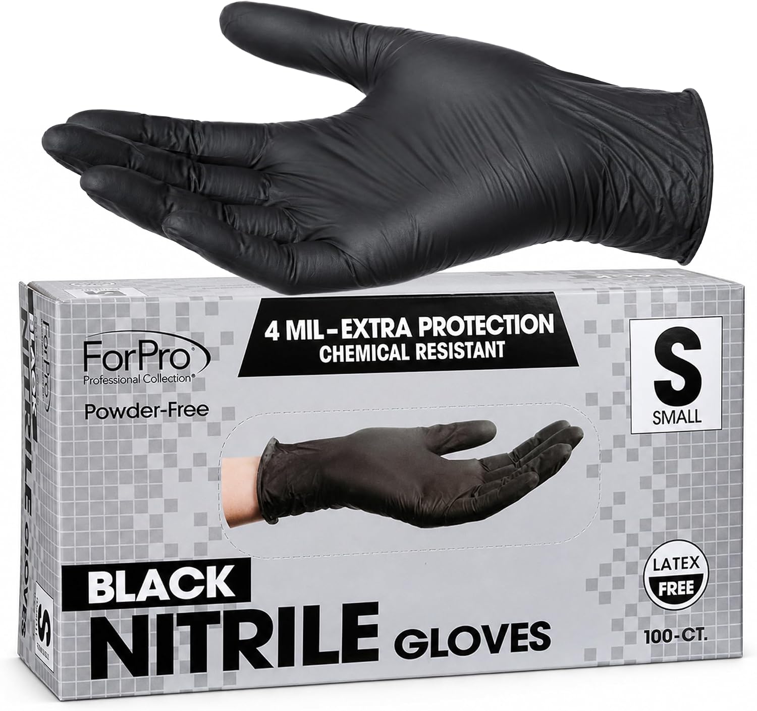 ForPro Disposable Nitrile Gloves, Chemical Resistant, Powder-Free, Latex-Free, Non-Sterile, Food Safe, 4 Mil