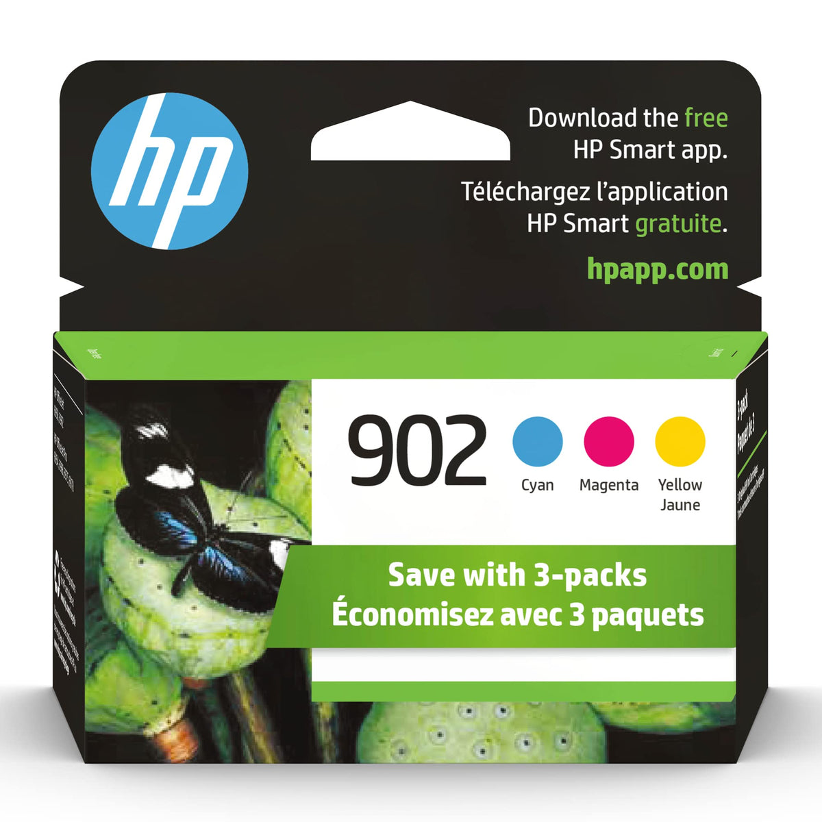 HP 902 Cyan, Magenta, Yellow Ink Cartridges (3-pack) | Works with HP OfficeJet 6950, 6960 Series, HP OfficeJet Pro 6960, 6970 Series | Eligible for Instant Ink | T0A38AN