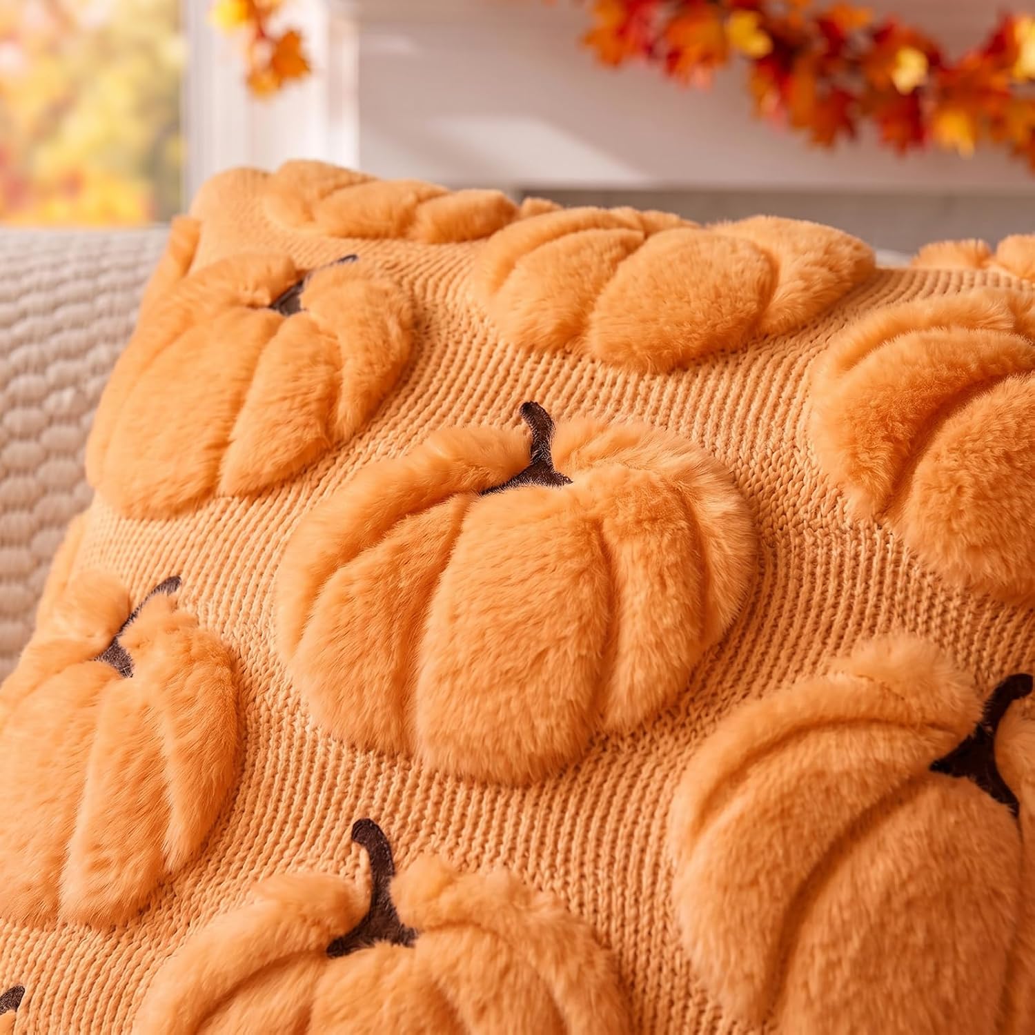 Fall Pillow Covers Pumpkin Fall Decor 18x18 Set of 2 Orange