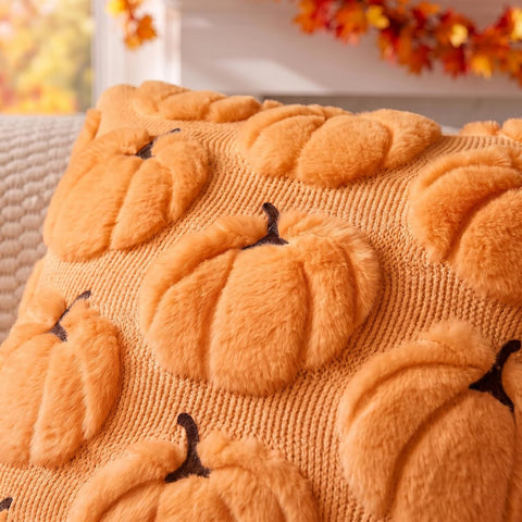 Fall Pillow Covers Pumpkin Fall Decor 18x18 Set of 2 Orange