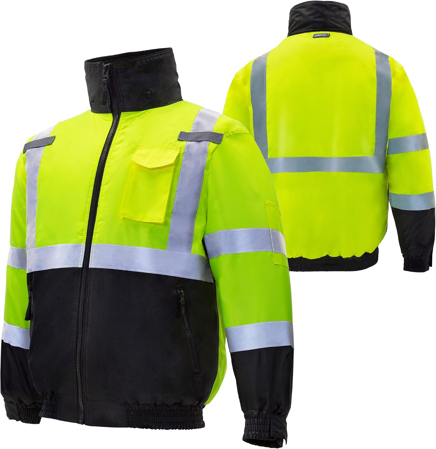 JORESTECH Hi-Visibility Reflective Bomber Jacket for Men, Waterproof, Winter Safety Jacket for Construction and Roadway Work