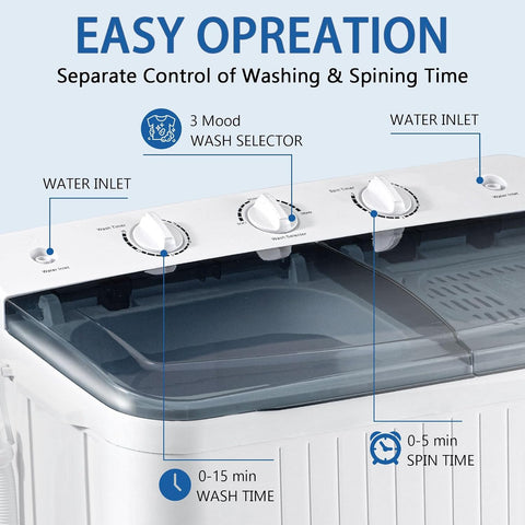 DOGHLY 1.8 Cu.Ft Portable Clothes Dryer and 32lbs Washing Machine Set