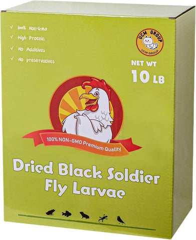 10LB Dried Black Soldier Fly Larvae for Chicken, Poultry, Wild Birds,100% Natural Non-GMO, No Additives, Treat, More Calcium Chicken Treats Than Mealworms