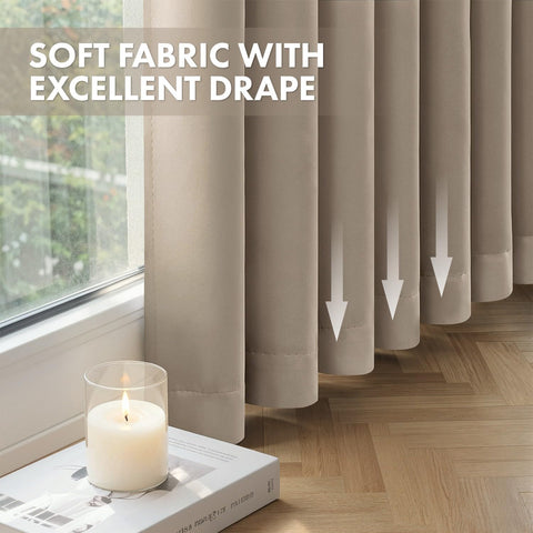 MIULEE Taupe Pinch Pleat Blackout Curtains 40x120 Inch Length 2 Panels Set