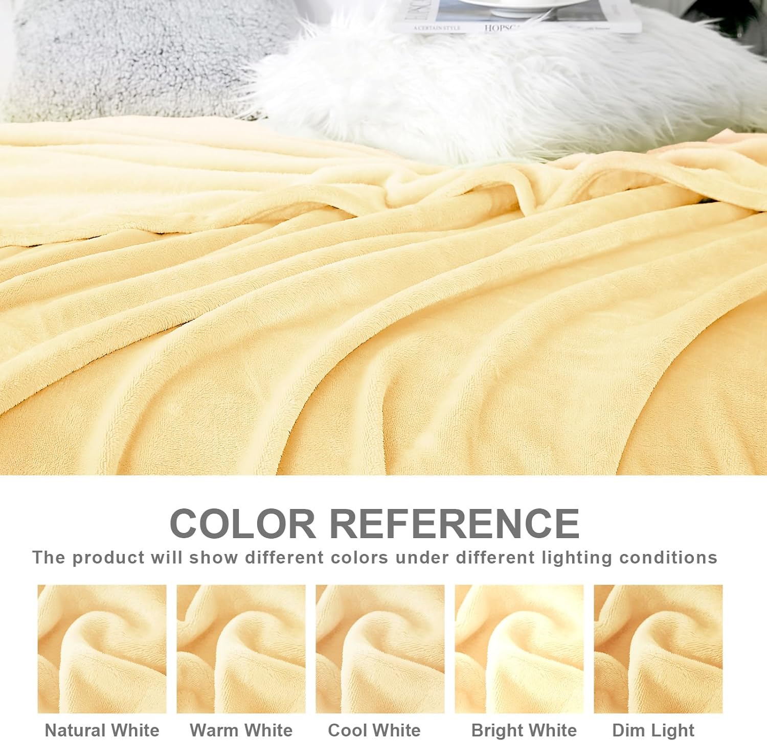 Hansleep Queen Bright Yellow Fleece Blanket, Soft Flannel Bed Blanket