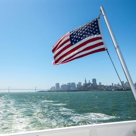 American Flag Boat Flag 12x18 Inches Embroidered Stars, Sewn Stripes, Boat Flags with 2 Brass Grommets Polyester US Flag long Lasting Outdoor Banner for Marine Yacht UTV
