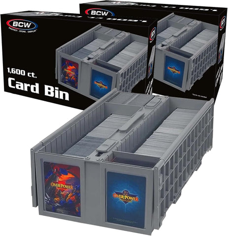 BCW Collectible Card Bins, Holds 1,600 Cards Each, Stackable, Gray, 2 Pack