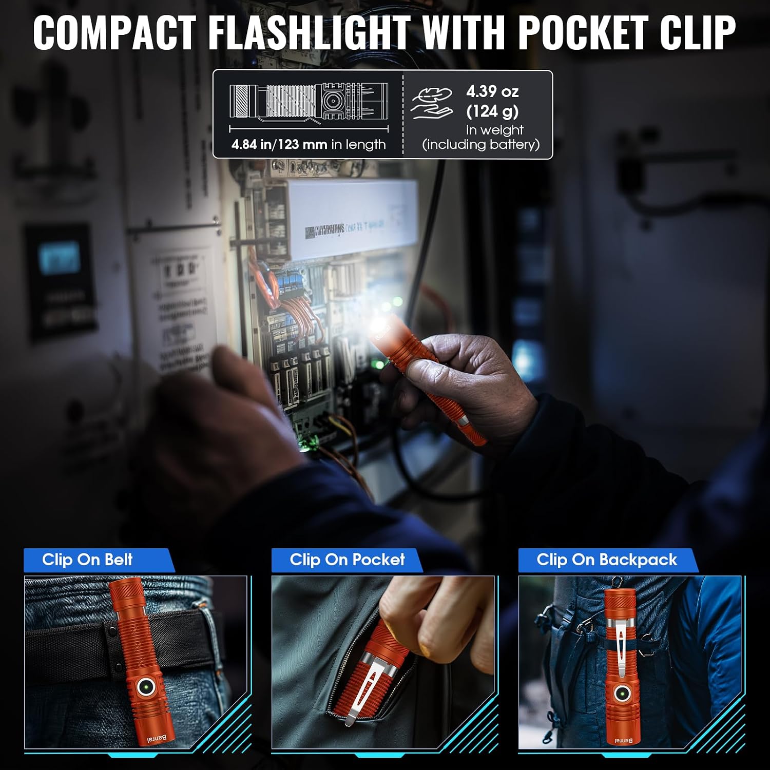 Banral Rechargeable Small Powerful Flashlights, Pocket Mini LED Flash Light