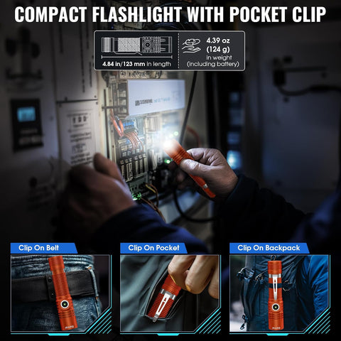 Banral Rechargeable Small Powerful Flashlights, Pocket Mini LED Flash Light