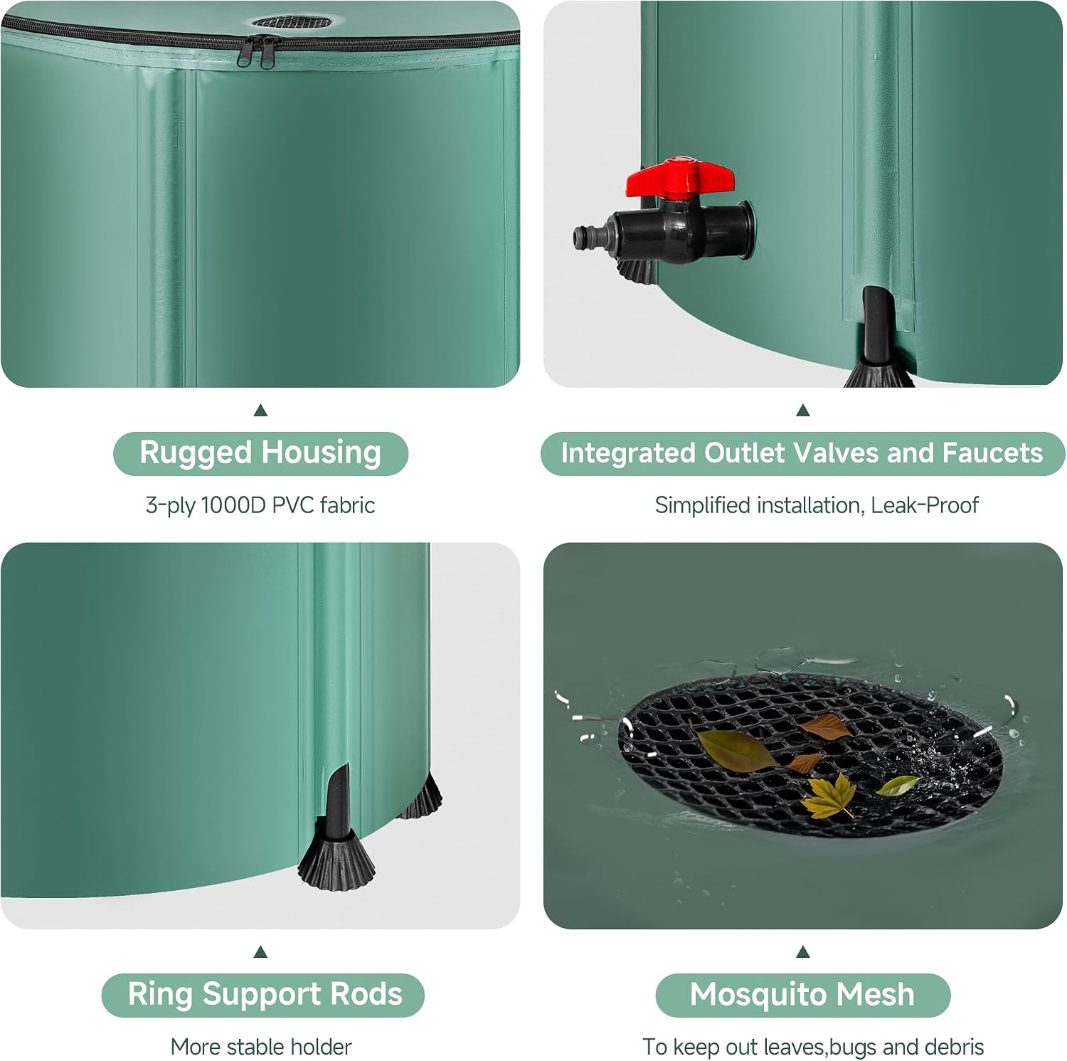 Collapsible Rain Barrel Water Storage Containers 53 Gallon