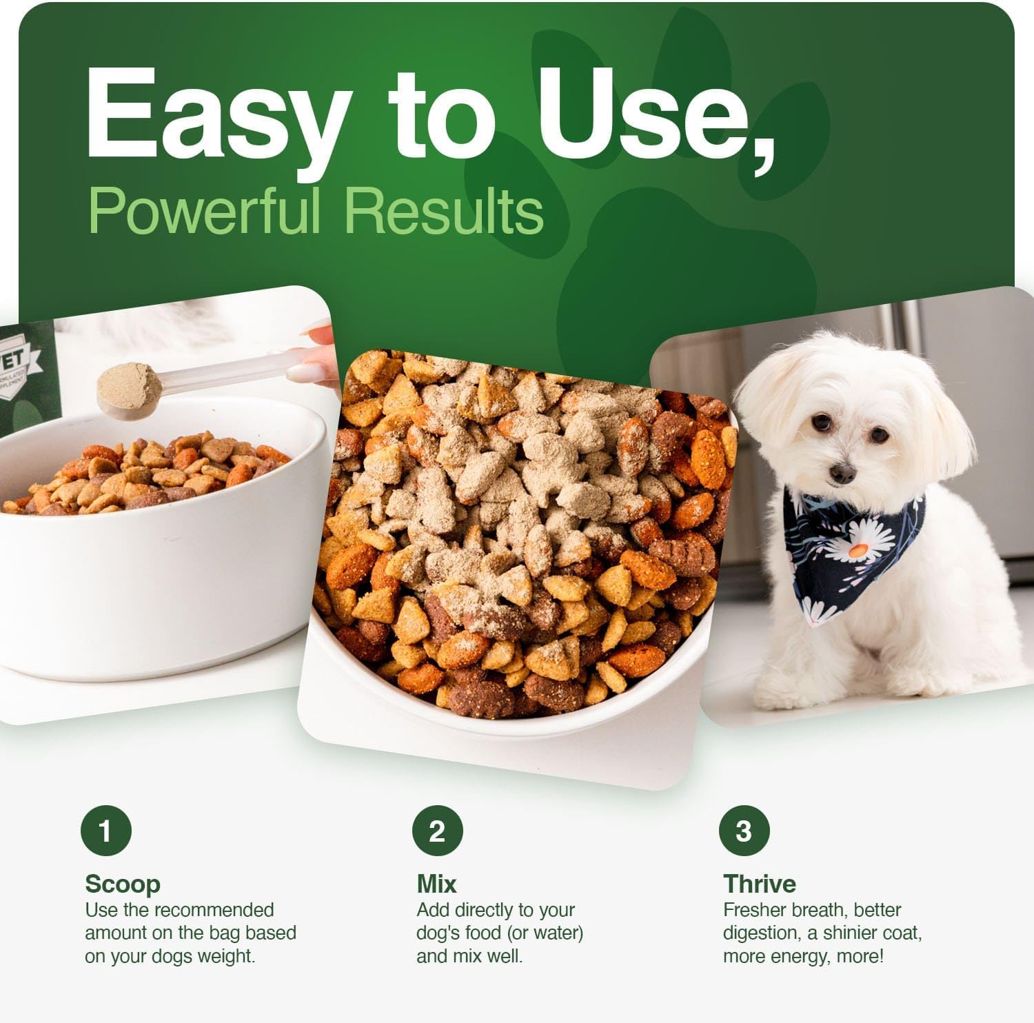 Human-Grade Superfood for Dogs, Premium Greens Powder Supplement for Dental Health, Longevity, Hip & Joint, Gut Health, Allergies, Immune Support, Skin & Coat - Peanut Butter - 3.5 oz