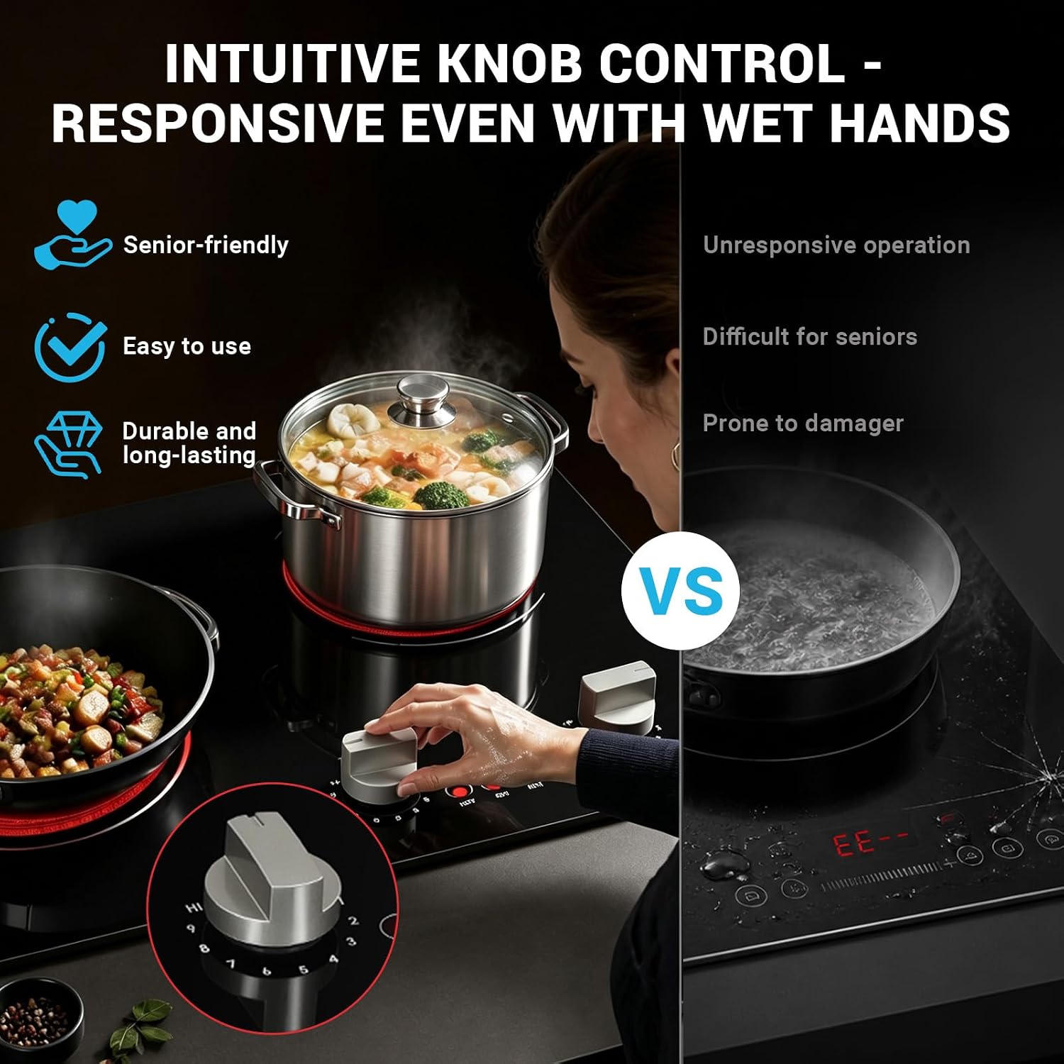 21” Electric Cooktop, 3700W Electric Stove Top for Rental Properties
