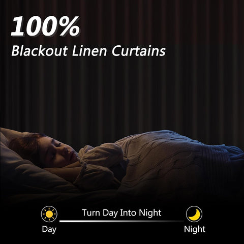 Guken Ivory 100% Blackout Linen Curtains 80 Inch Length 2 Panels Set for Living Room Bedroom Back Tab/Rod Pocket Thermal Insulated Black Out Drapes Room Darkening Window Curtains 80 Inches Long