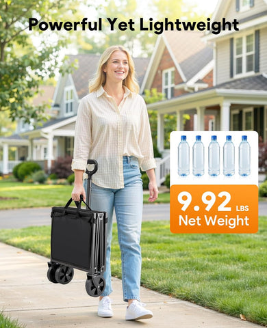 Collapsible Wagon Cart with Wheels, 220LBS for Grocery Shopping Camping