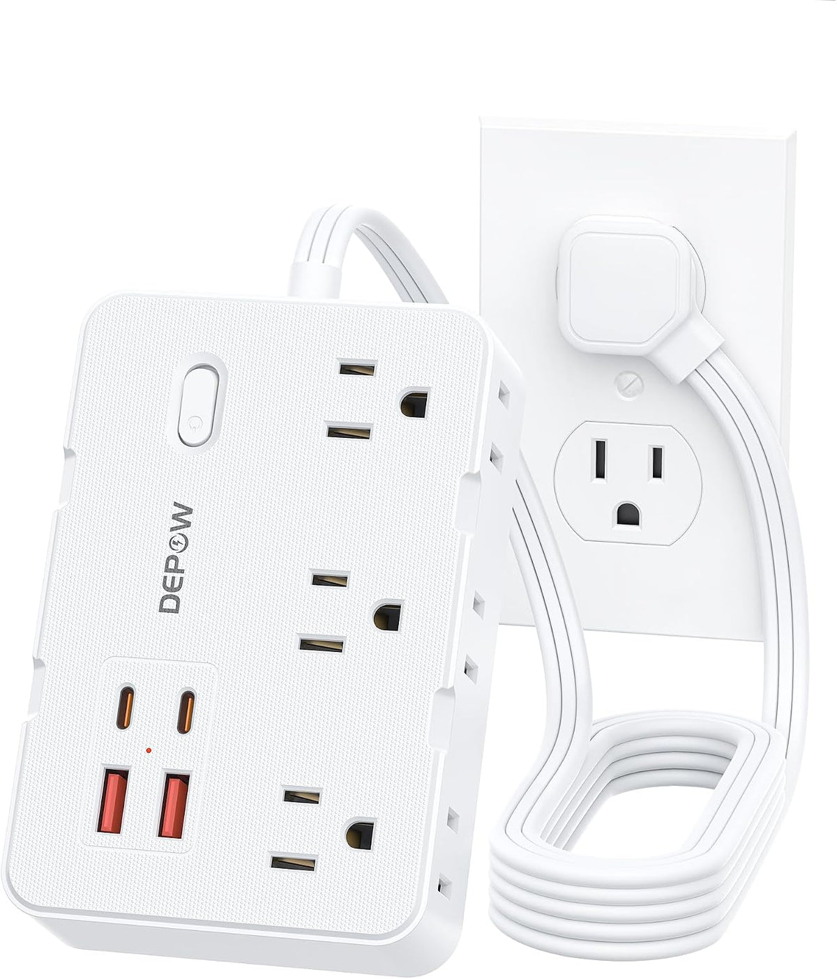 DEPOW 3 FT Power Strip Surge Protector with 6 Outlets 4 USB Ports (2 USB C)
