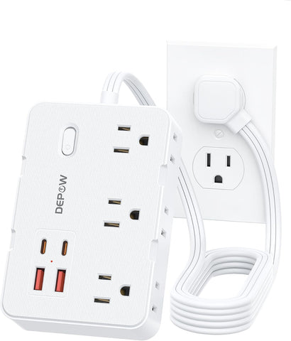 DEPOW 3 FT Power Strip Surge Protector with 6 Outlets 4 USB Ports (2 USB C)