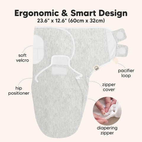 KeaBabies Newborn Swaddles with Zippers, 3pk Baby Swaddle (Aspire, 3-6M)