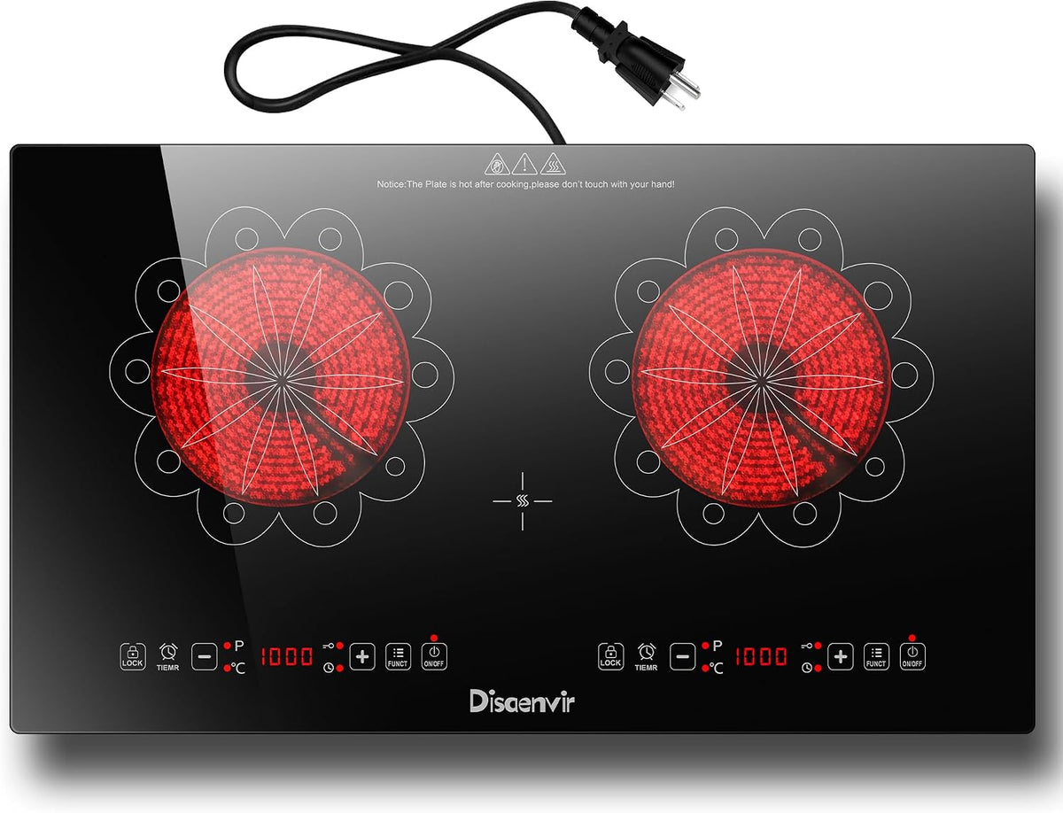 2 Burner Electric Cooktop 24 Inch 110V Plug in