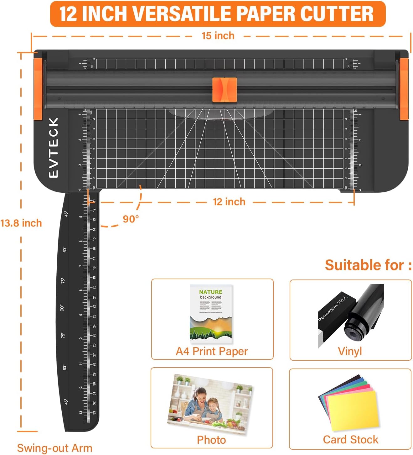 Evteck A4 Paper Cutter Slider Trimmer for Cardstock Photo Vinyl