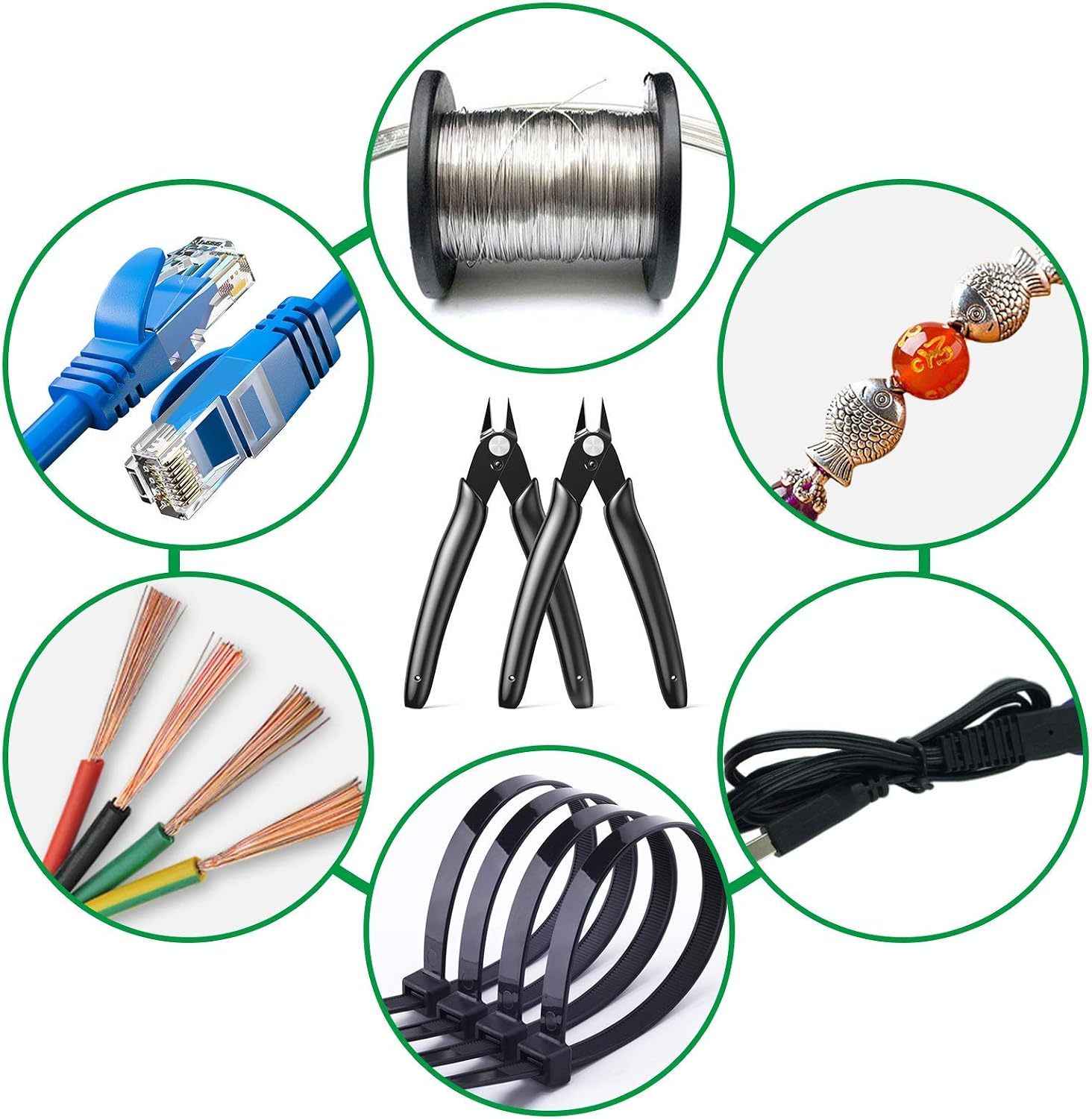 BOENFU Flush Cutters Spring Loaded Jewelry Pliers Side Wire Cutter