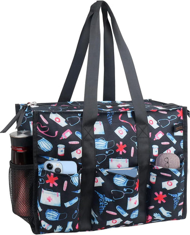 ABAMERICA Nurse Bags for Work Nursing Bag Multiple Pockets Waterproof Organizing Zip Top Clinical Bag for Nursing Students