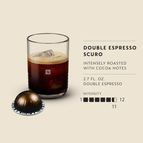 Nespresso Vertuo, Double Espresso Scuro, Dark Roast, 30-Count Espresso Pods | Capsules Coffee Pack of 1
