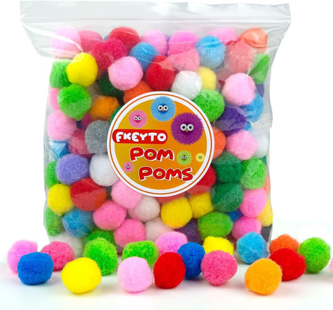 200 Pieces Pom Poms, 1 Inch Craft Pom Poms, Fuzzy Pompom Puff Balls for DIY Arts, Crafts Projects, Home Decorations (Red)