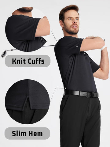 KEFITEVD Mens Short Sleeve Golf Polo Dry Fit Performance Shirt