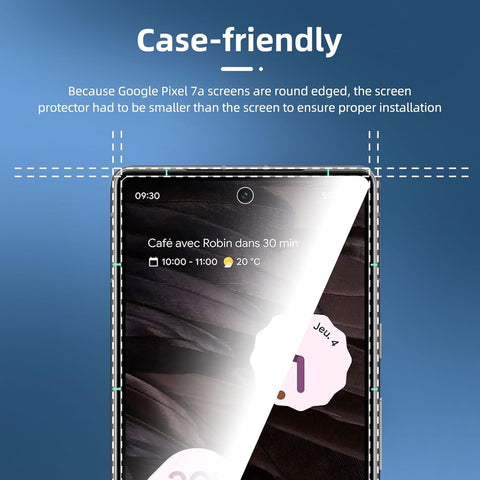 NEW'C 3 Pack Designed for Google Pixel 7a Screen Protector Tempered Glass, Bubble Free, Ultra Resistant