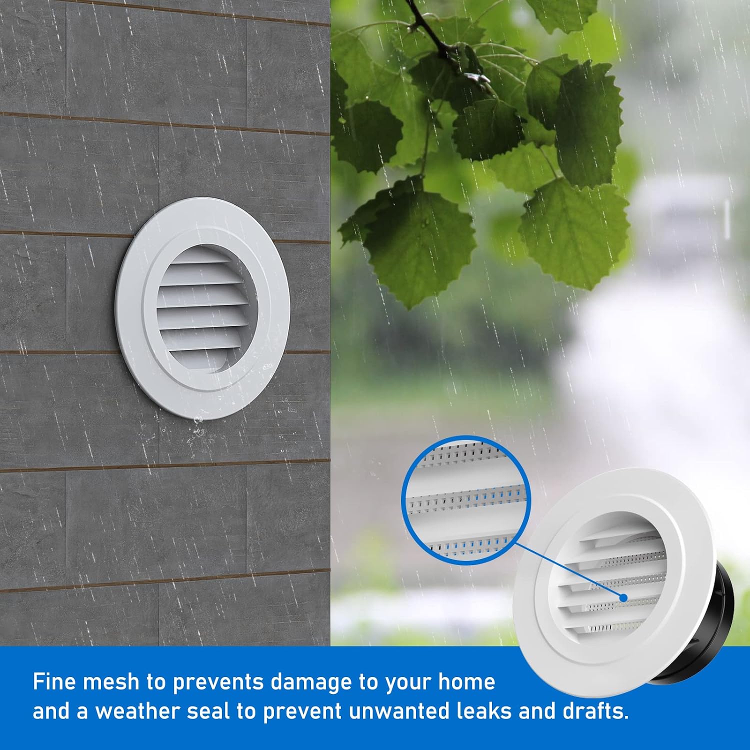Hon&Guan Soffit Vent 4 Inch with Built-in Fly Screen, White 1 Pack
