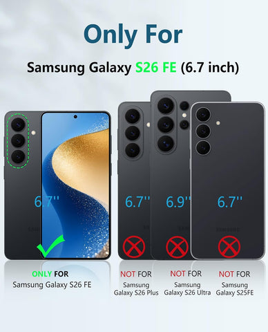 FNTCASE for Samsung Galaxy S26 FE Case, Built-in Screen Protector Kickstand