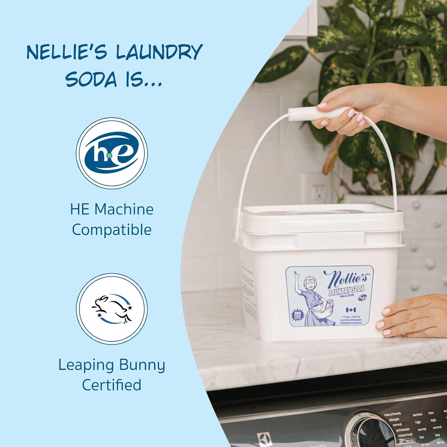 Nellie's Laundry Soda | Powder Laundry Detergent 500 Loads | Made in Canada