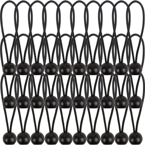 AOPRIE 30 Pcs Bungee Balls 6Inch Black Ball Bungees Heavy Duty Heavyweight 6 inch Tarp Bungee Cords, Weather Resistant Tie Down Strap 4mm Thickness - for Camping, Tents, Cargo, Holding Wire and Hoses