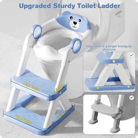 Potty Training Seat, Upgrade Toddler Toilet Seat for Kids Boys Girls, 2 in 1 Potty Training Toilet, Splash Guard Anti-Slip Pad Step Stool(Blue)